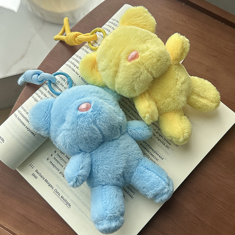 Cute candy-colored eyeless bear figurines, keychains, small pendants, backpack decorations, plush toys, claw machines, dolls details Picture
