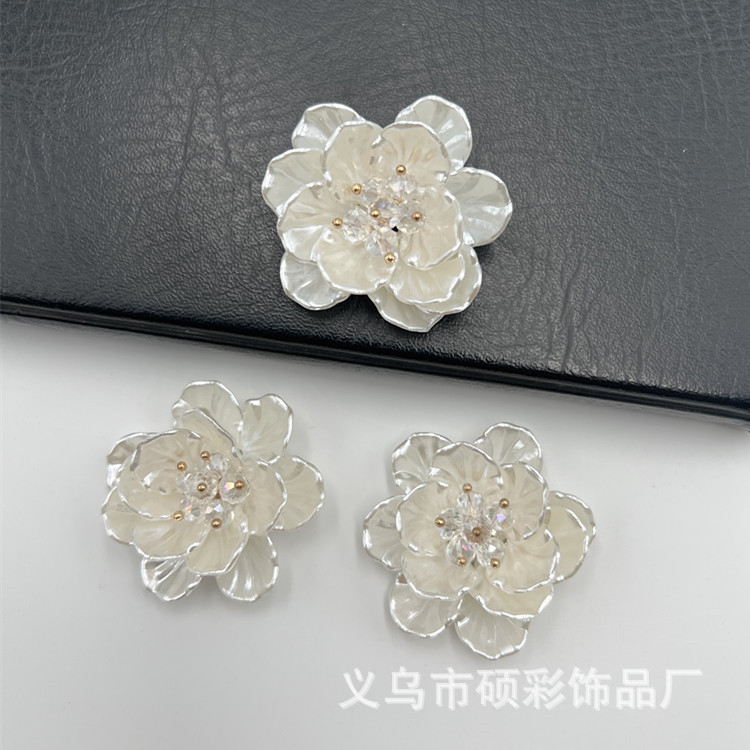 Factory direct supply of double-layer flower accessories, hairpins, grabbers, and imitation pearl petal flower materials