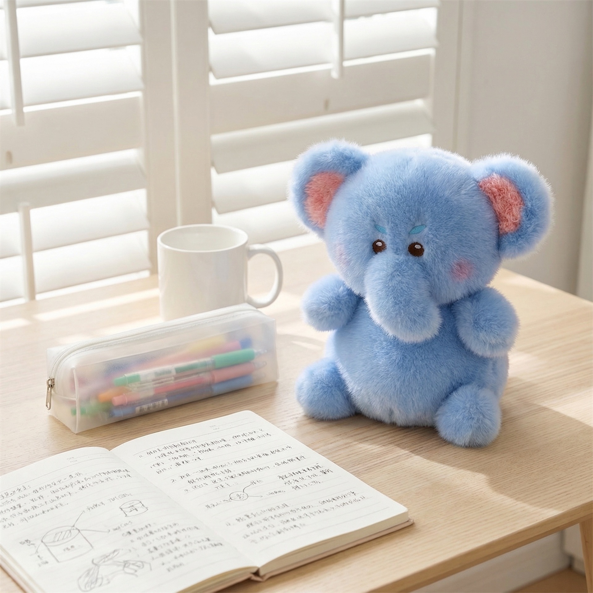 Soft and cute blue elephant plush toy, soothing doll, children's companion figurine, adorable pet pillow gift Application Scenario