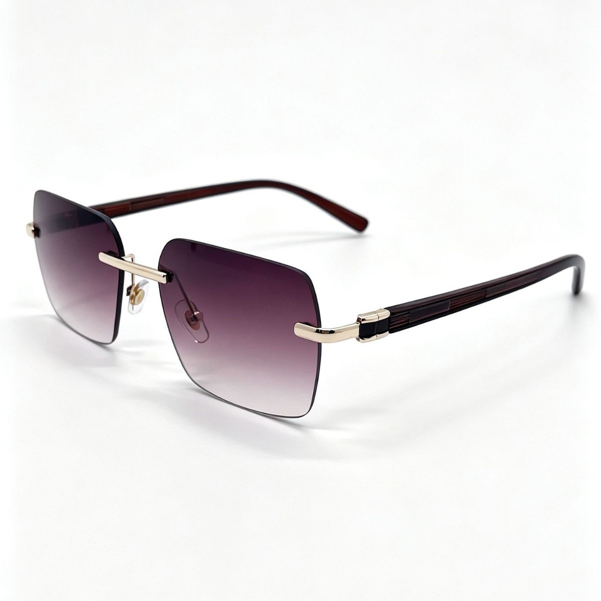 Frameless square sunglasses for men and women, simple metal thin mid-beam sunglasses, outdoor driving UV protection and sunshade glasses Item Picture
