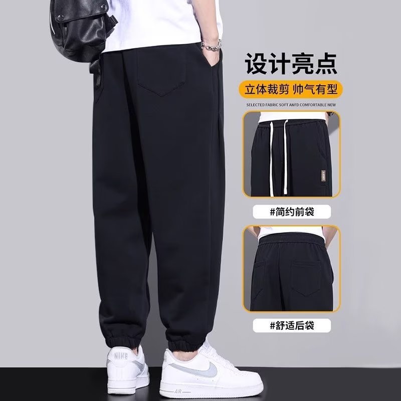 男裤男士宽松休闲/裤子冬/男装裤子/冬季松紧腰休闲裤男/男士加绒裤产品图