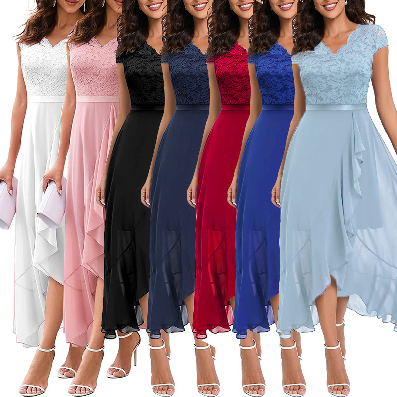 New European and American export Amazon lace dresses, cocktail dresses, long skirts, party evening gowns, bridesmaid dresses full figure