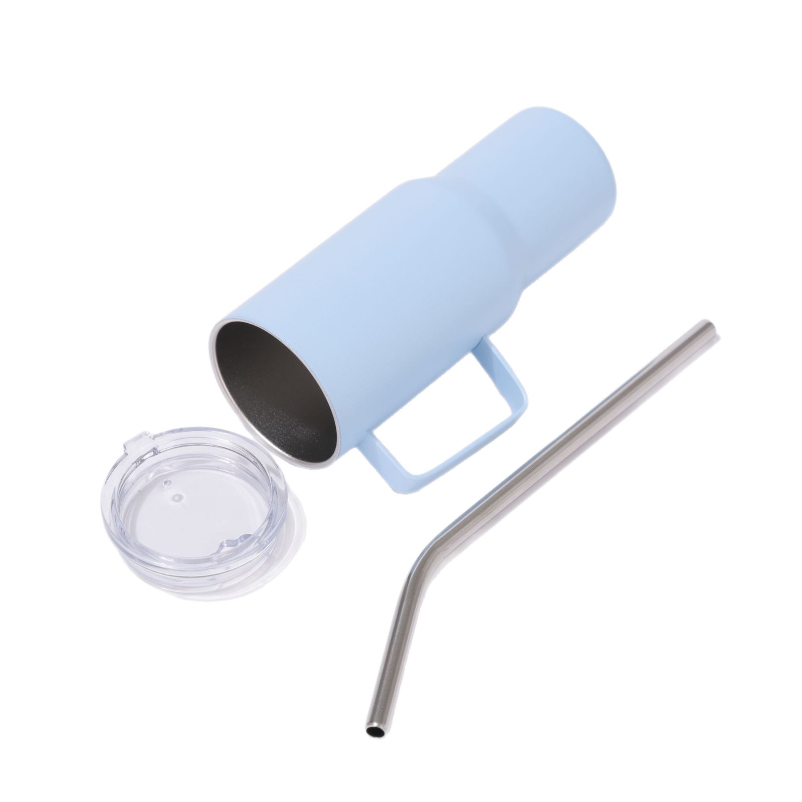 304不锈钢保温杯5oz纯色小水杯便携迷你冰霸杯纯色吸管手柄汽车杯白底实物图