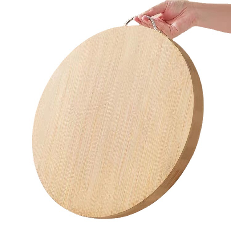 Household solid wood cutting board, whole wood thickened bamboo round cutting board, fruit board, vegetable cutting board, double-sided knife board Item Picture