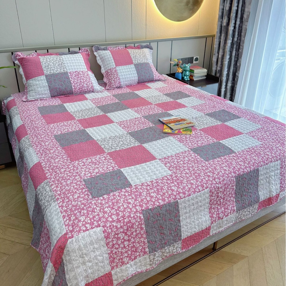 All-cotton quilted quilts for export, printed bed covers, thickened bedding, three-piece set, wholesale of bed covers, home textiles, best-selling pure cotton Specification image