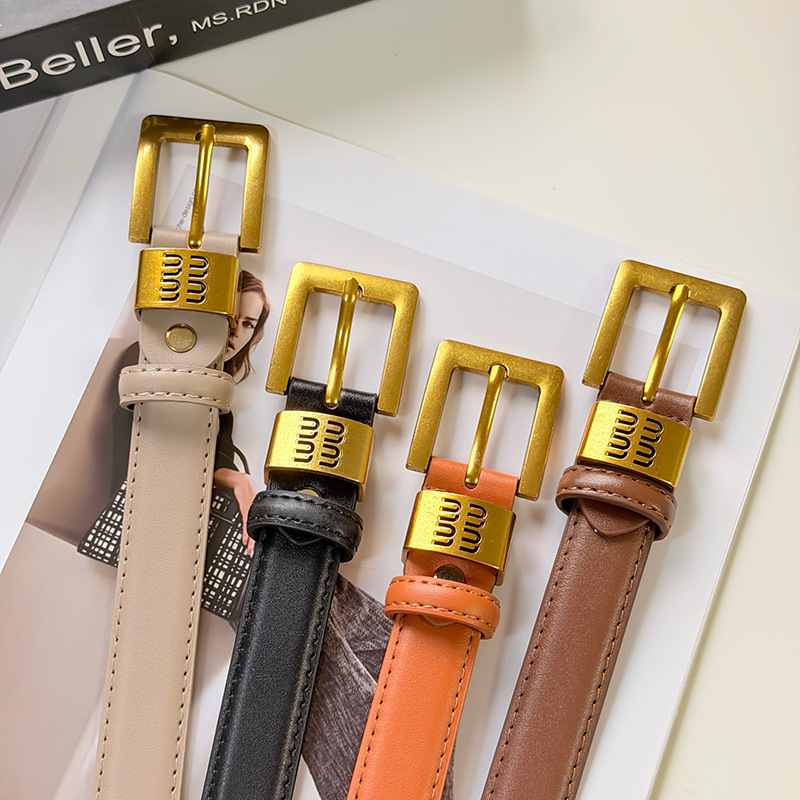 European and American belts, high-end and fashionable letted-decorated dresses, suits, denim pants, belts, simple and new styles for women, versatile Specification image