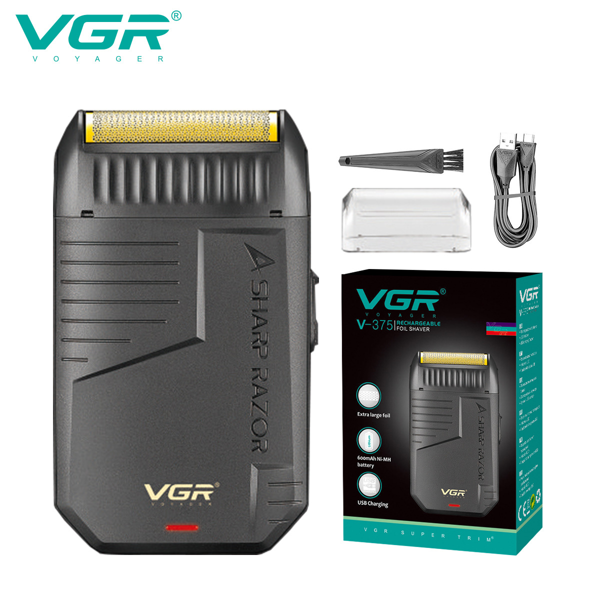 VGR375跨境往復式剃須刀理發(fā)器USB充電式旅行式男士電動刮胡刀