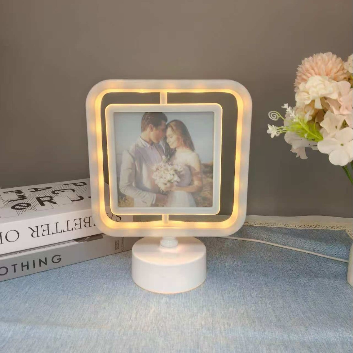 LED相框灯发光相框氛围灯调光调色触摸感应台灯相框镜子二合一热