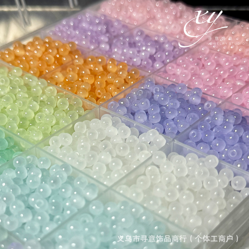 Cat-eye feel, 4mm light-colored macaron, high-quality rice bead glass, DIY handcrafted material accessories, wholesale of loose beads and string beads