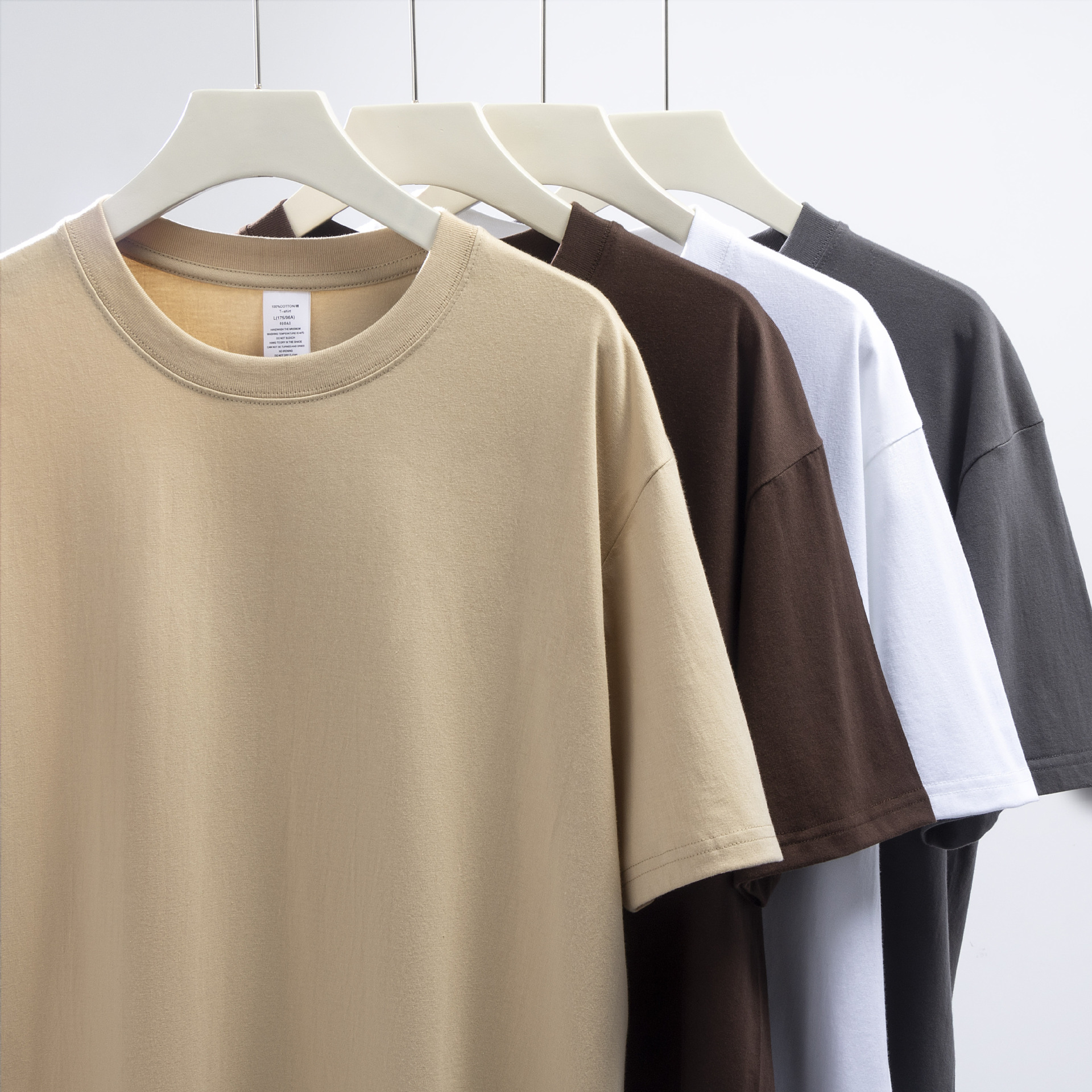 230G heavy-duty round-neck pure cotton short-sleeved T-shirt, loose solid white T-shirt for men and women, pure T-shirt wholesale blank version