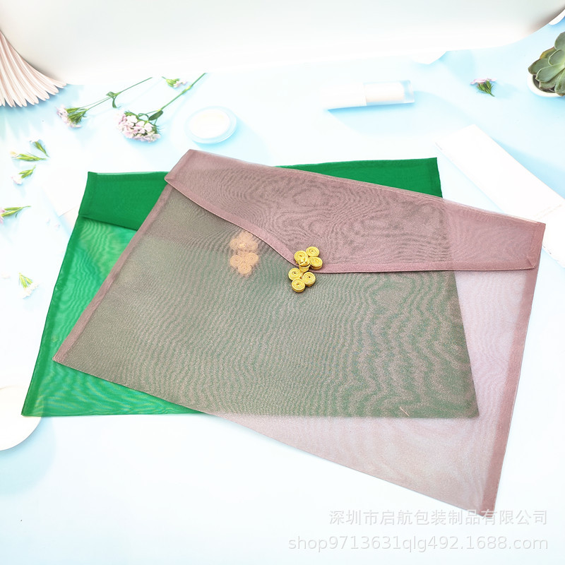 In-stock silk scarf button-up gauze bag, Chinese-style scarf flip cover, European-style gauze silk scarf bag, retro cheongsam and dress storage bag Application Scenario