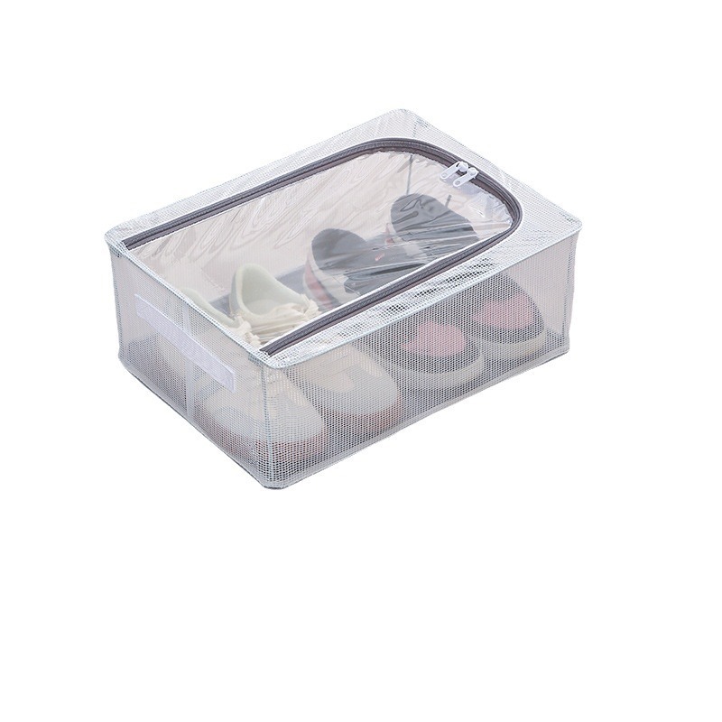 Household transparent shoe storage box, shoe and boot storage box, steel frame, foldable, bed bottom storage, dust-proof shoe box, no installation required Item Picture