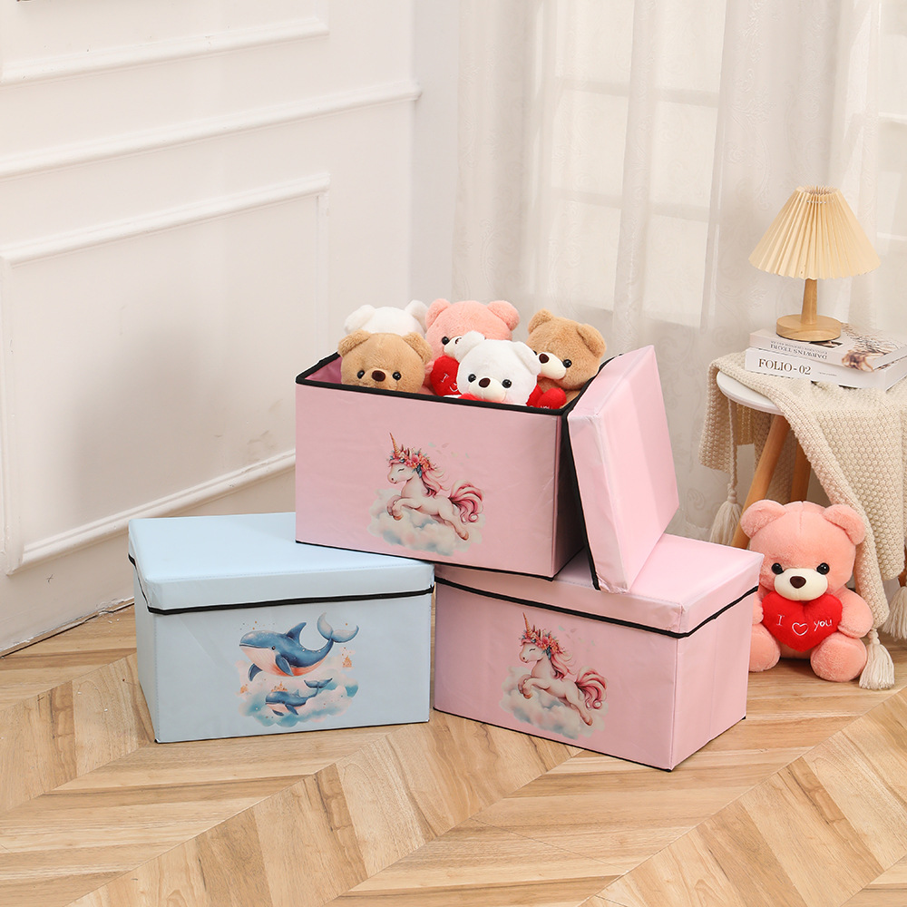 Cartoon storage box, fabric foldable household wardrobe, quilt and clothes organization and storage box, children's toy box
