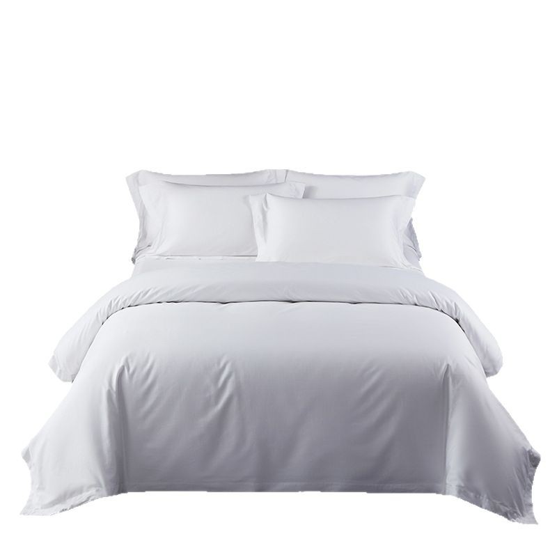 Wholesale of four-piece sets of white bed sheets and duvet covers for five-star hotel linens, guesthouses and homestays Item Picture