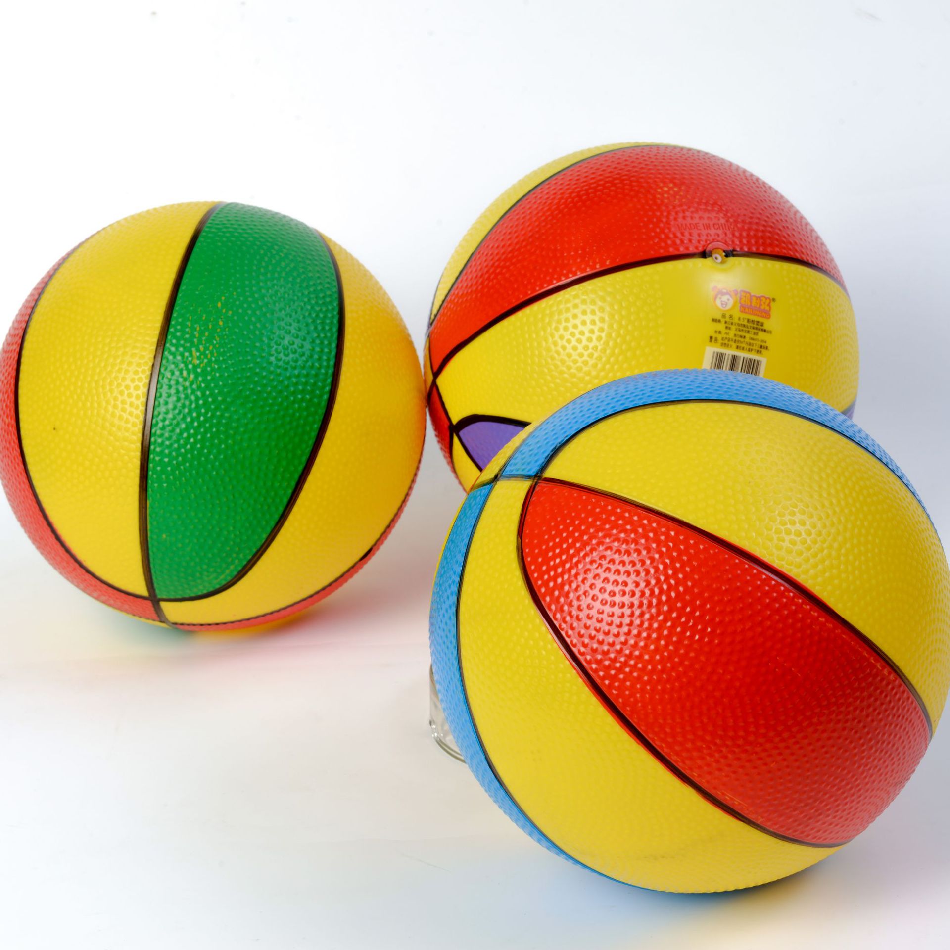 9英寸彩绘划线篮球环保材料充气皮球PVC户外亲子互动玩具三色拍