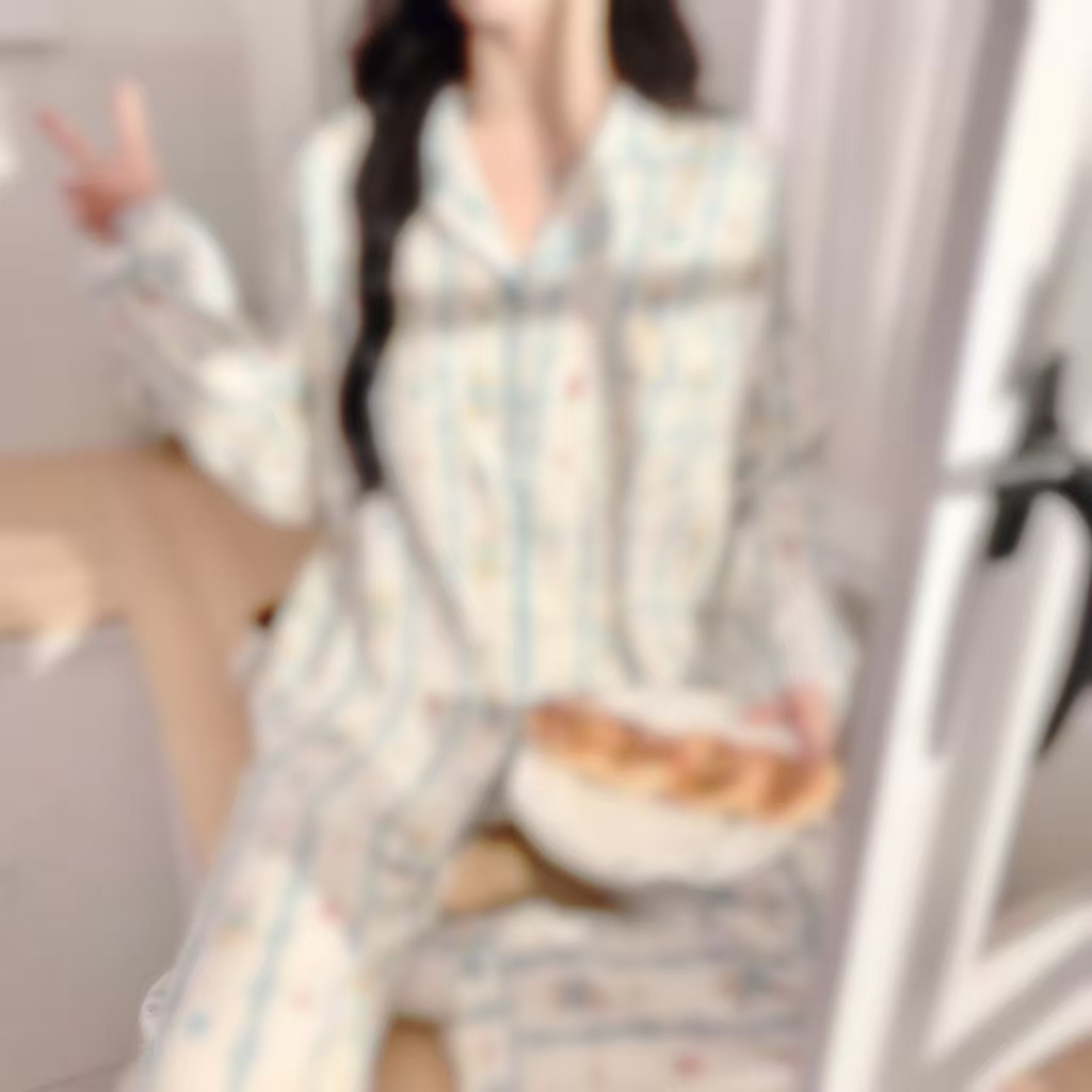 ins韩版秋季新款云朵棉长袖长裤睡衣女宽松卡通少女甜美直播套装产品图