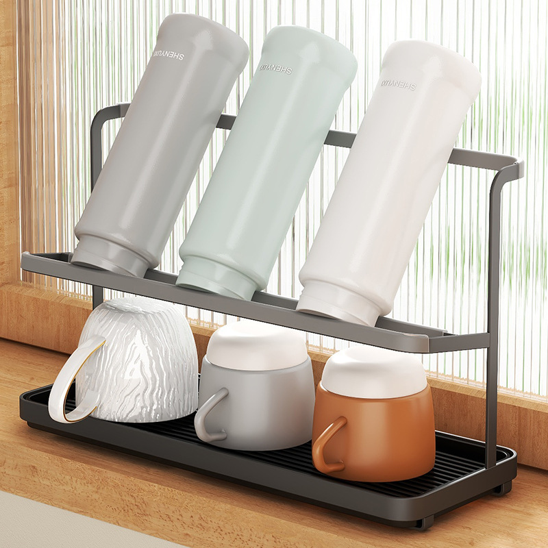 Household double-layer tray water cup storage and draining rack, Japanese water cup storage rack, double-layer tea cup coffee storage rack Application Scenario