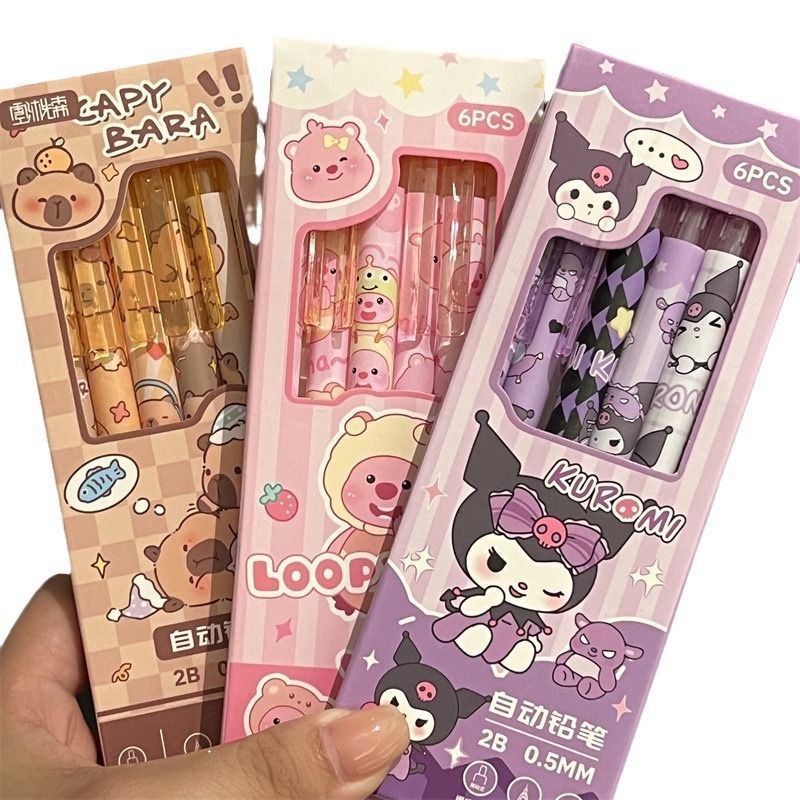Cartoon Sanrio mechanical pencil 0.5mm, not easy to break, children's plastic press automatic lead feeding writing pencil Item Picture