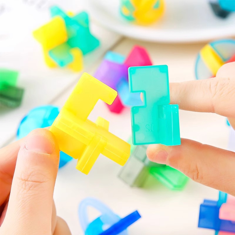 Transparent Lu Ban Lock, Intelligence ring Solving, mortise and tenon building blocks, Kongming lock unlocking, educational toys, assembly and disassembly Rubik's Cube toys Specification image
