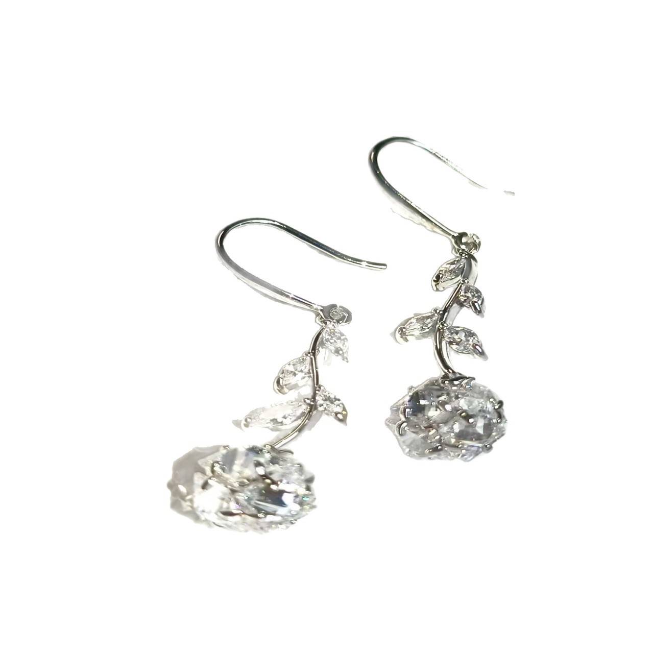 Long and elegant, light luxury zircon flower earrings, fashionable and versatile, round face slimming, tassel earrings for women, fashionable Item Picture