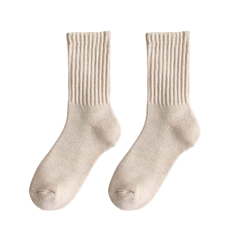 Women's thick and warm solid color mid-calf socks for autumn and winter, men's sports towel socks, couple's loop long socks wholesale Item Picture