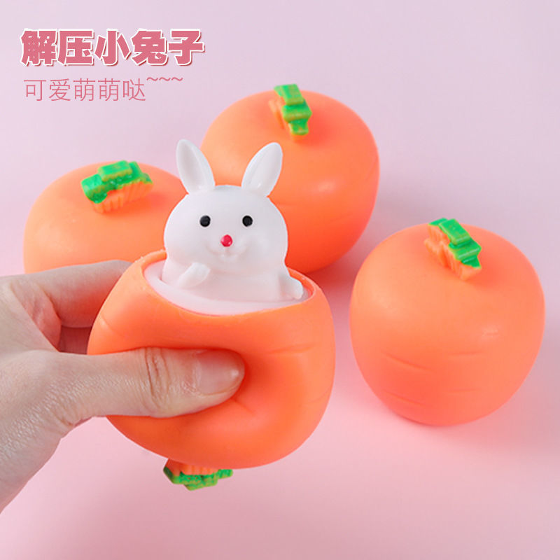 Wholesale of Douyin's same style of squeeze carrot, rabbit, squeeze cup pocket, small animal pinch fun stress-relieving toys details Picture