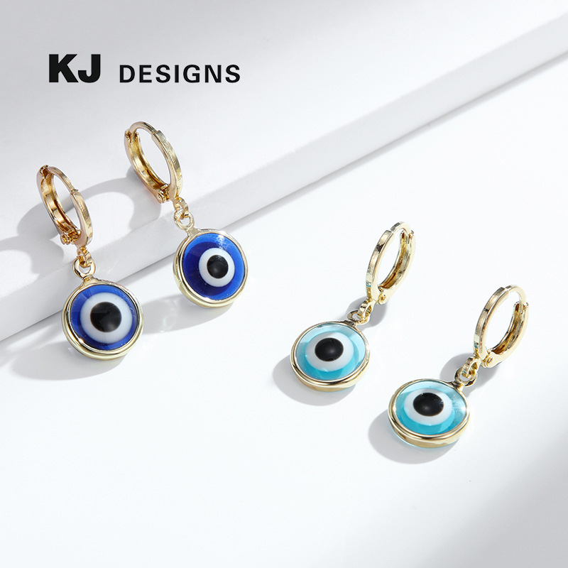 欧美铜恶魔之眼hoops耳圈女 欧美流行ins神秘主义恶魔之眼耳饰女