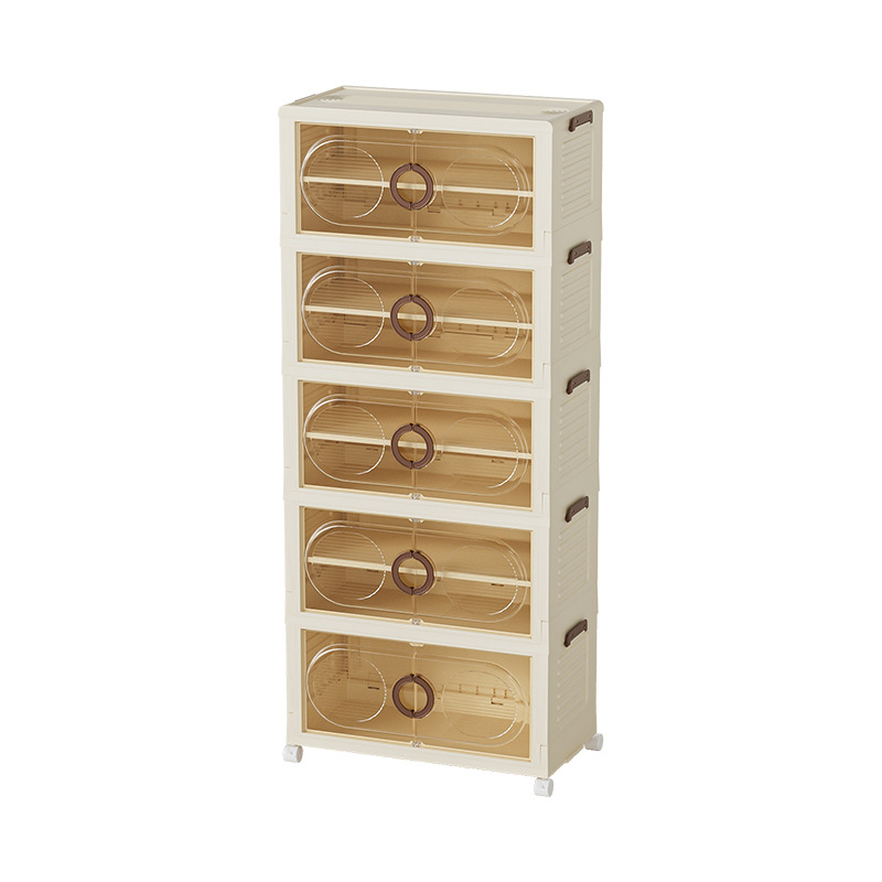 Household transparent folding shoe cabinet, storage cabinet, thickened multi-functional toy storage cabinet, large-capacity multi-layer shoe box for living room Item Picture