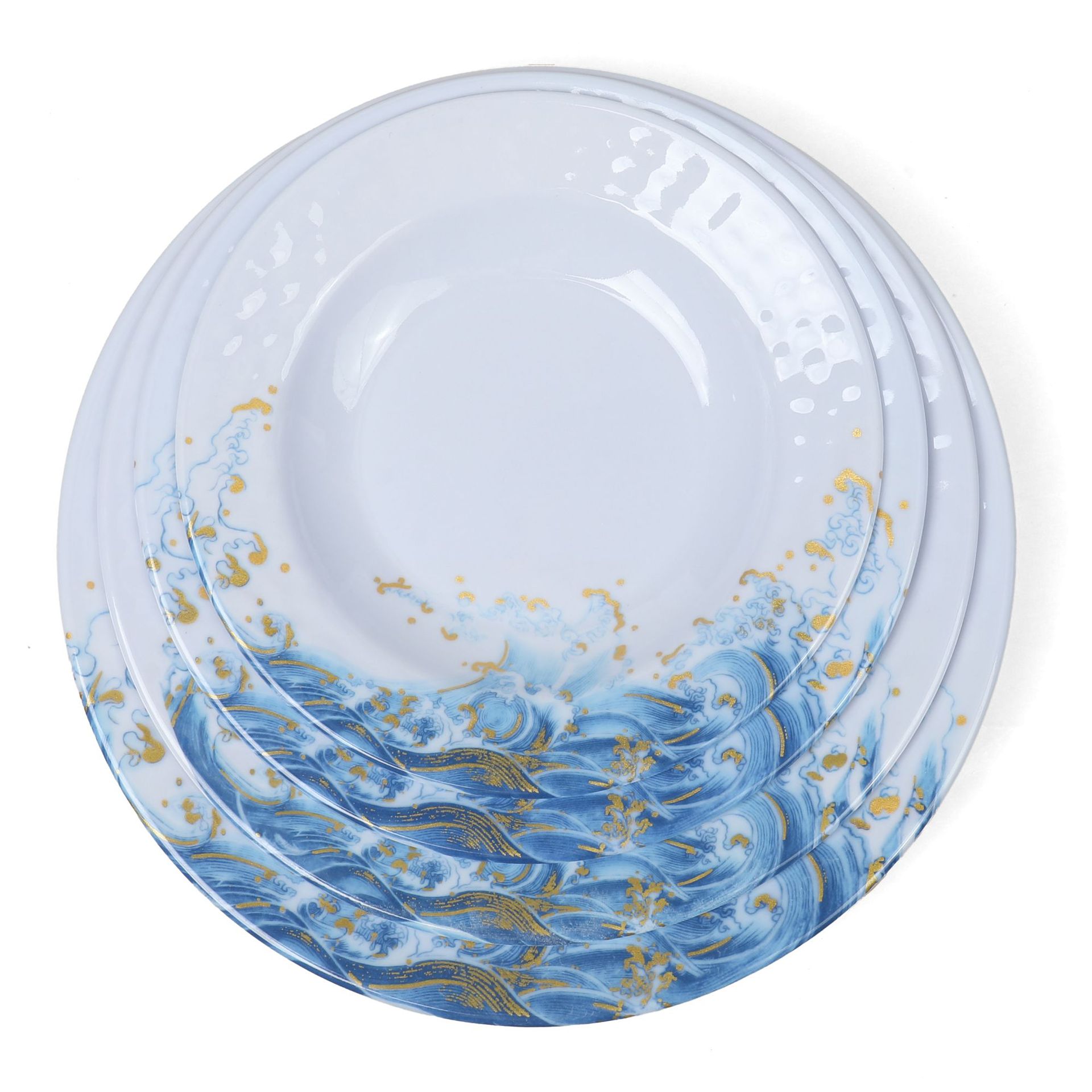 Foreign trade Creative A5 Melamine Imitation Porcelain Plate, restaurant tableware, Restaurant lace round plate, commercial dining, hotel, Chinese trendy style Item Picture