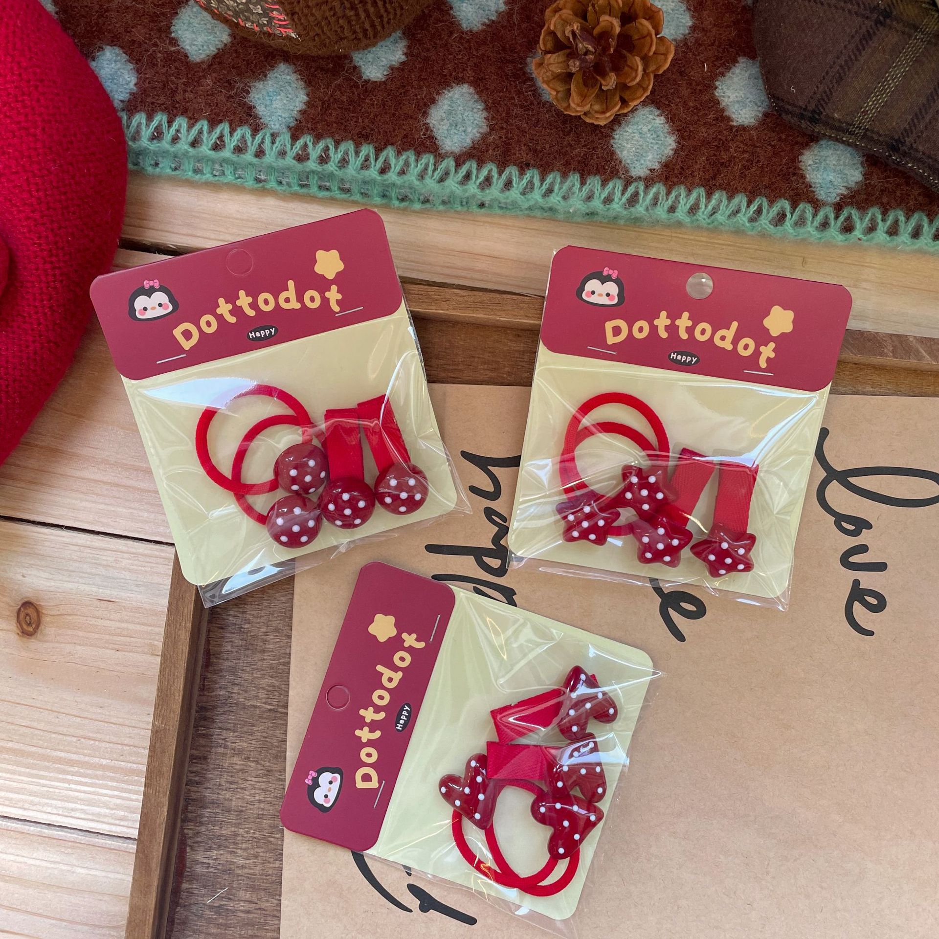 Versión coreana nuevo amor estrella niños horquilla de pelo versátil chica rojo atado traje dulce franja lateral clip bb clip Specification image