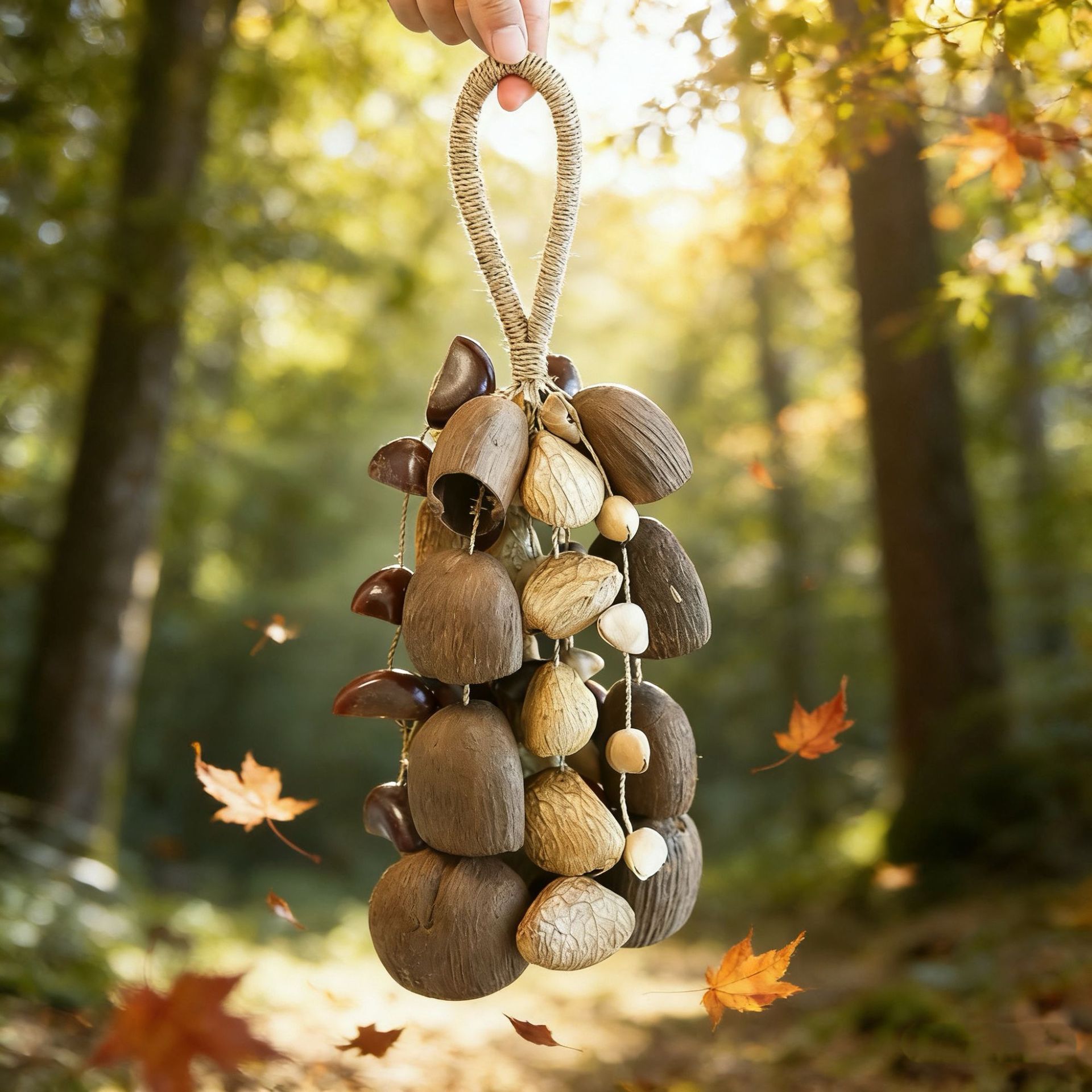 天然果壳手摇铃风铃成品手工DIY材料包疗愈乐器挂饰植物果实包挂