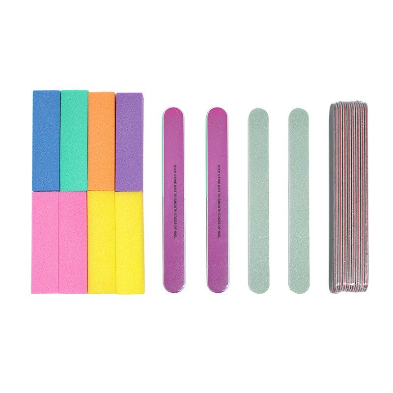 美甲搓条工具指甲锉高弹豆腐块亮甲抛光条磨指甲砂条美甲工具套装白底实物图