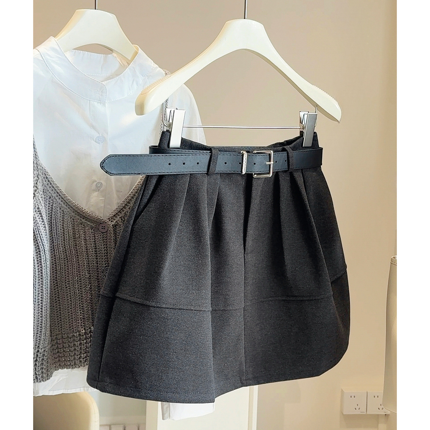 小个子毛呢蓬蓬裙女半身裙秋冬新款高腰显瘦遮胯短裙灯笼花苞裙子