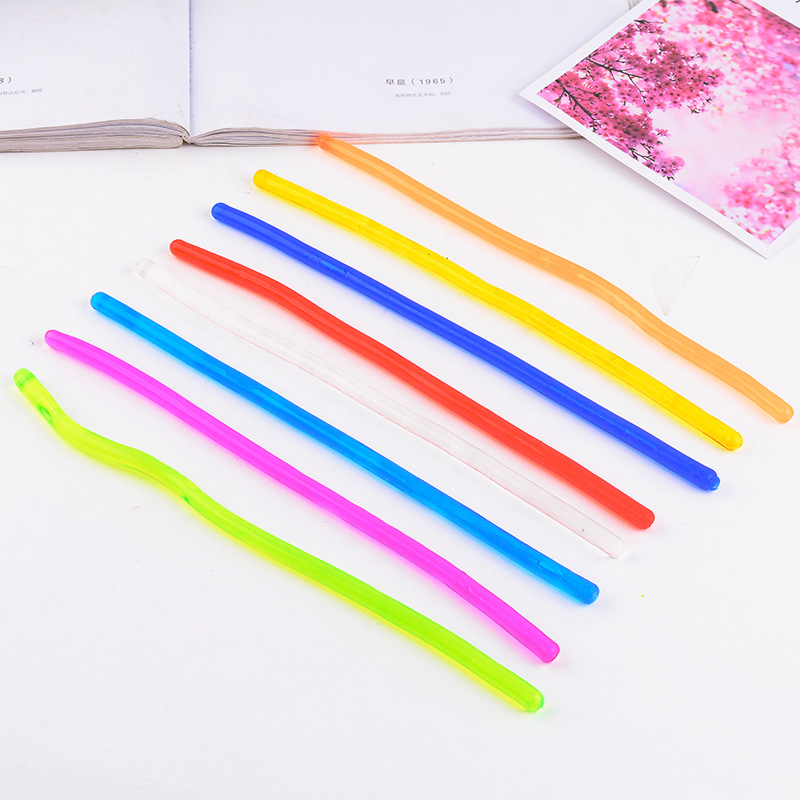 跨境彩色视觉感官减压tpr面条弹力绳拉力绳发泄解压拉拉乐玩具