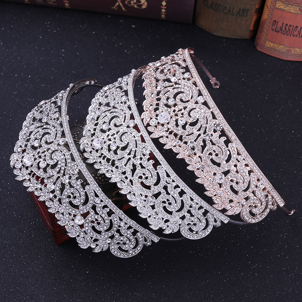 European and American wedding headwear, retro court-style accessories, 80% wedding crown, alloy rhinestone, bride's wedding dress, crown