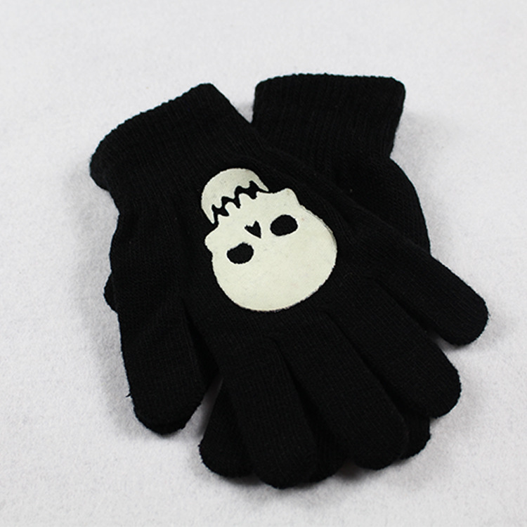Direct sales of foreign trade autumn and winter men's gloves Halloween series printed five-finger warm split-finger covers from the manufacturer details Picture
