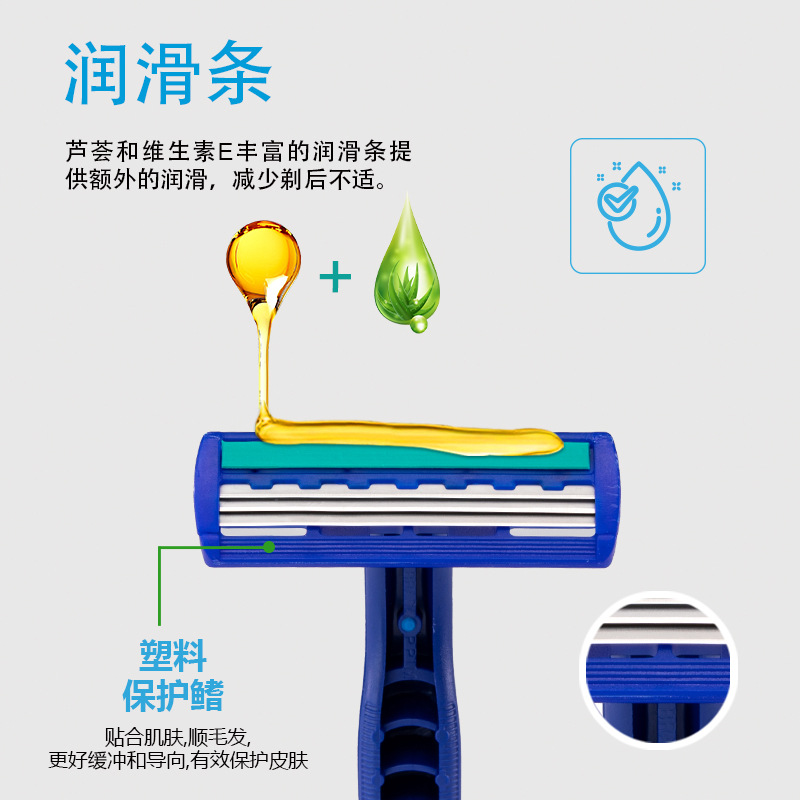 Disposable razor PearlMax lubrication strip, double-layer razor, rubber handle, manual old-fashioned shaving knife details Picture