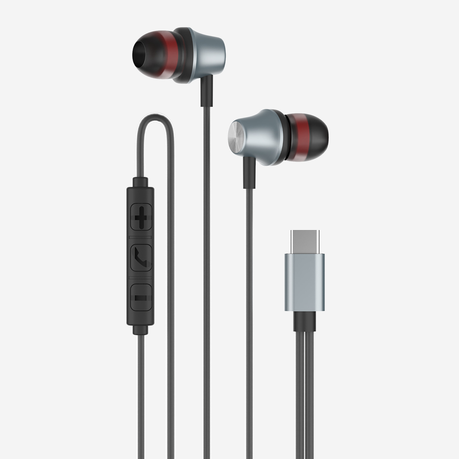 236 In-ear headphones, wired USB-C, universal for mobile phones and computers, low-frequency and high-quality line-controlled music headphones Item Picture