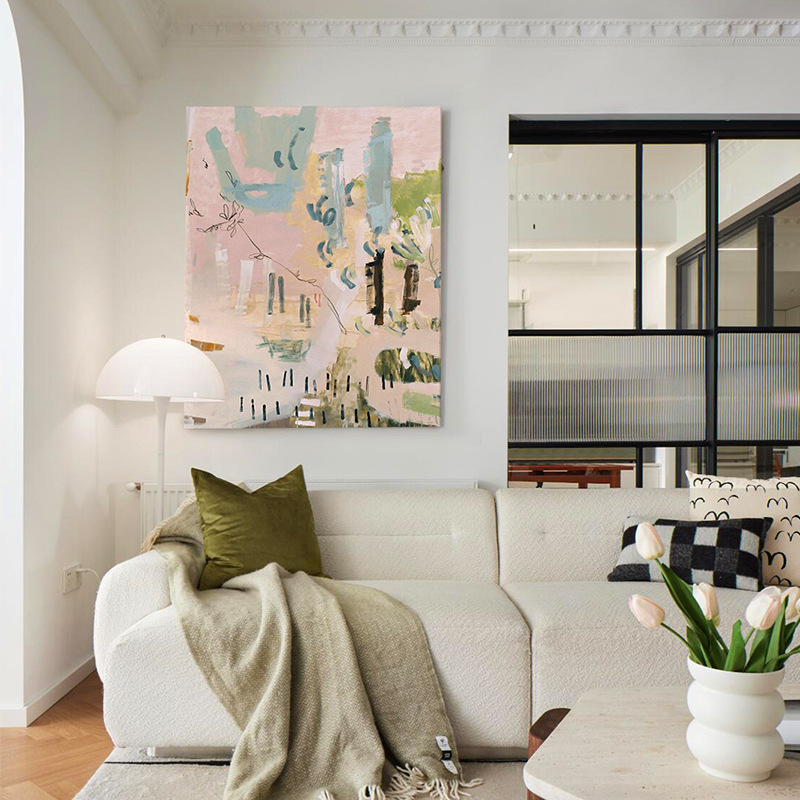 Light French cream-style wall paintings are suitable for white walls as decorative paintings, creating a high-end artistic atmosphere in the dining room and featuring medieval murals in the entrance hall Specification image