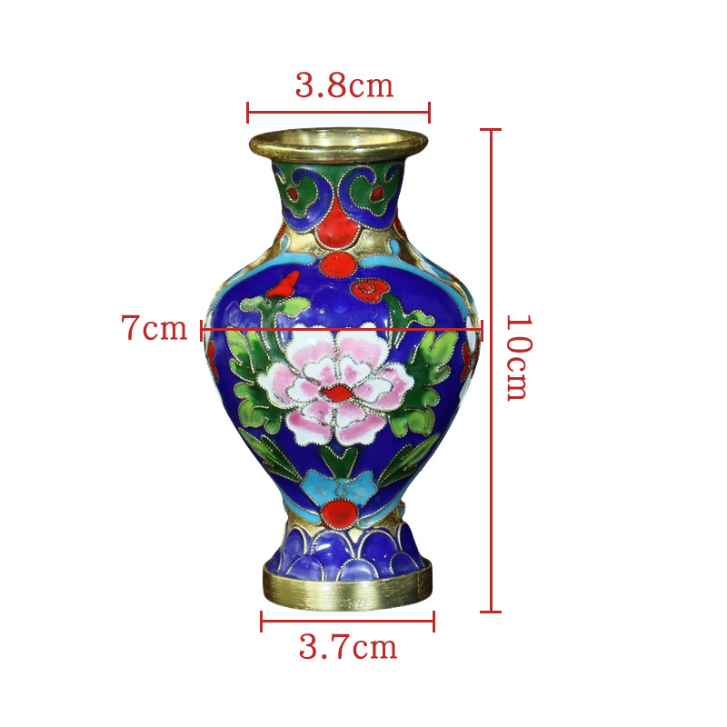 Beijing Cloisonne Chinese Knot Decorative accessories: Copper body cloisonne enamel filigree silver blue 4-inch Guanyin Knot Vase Item Picture