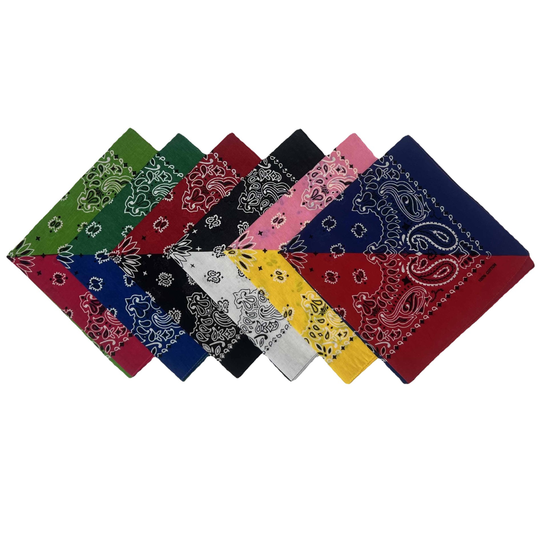 纯棉方巾hip hop嘻哈街舞太阳花bandana对半腰果双色拼接头巾批发