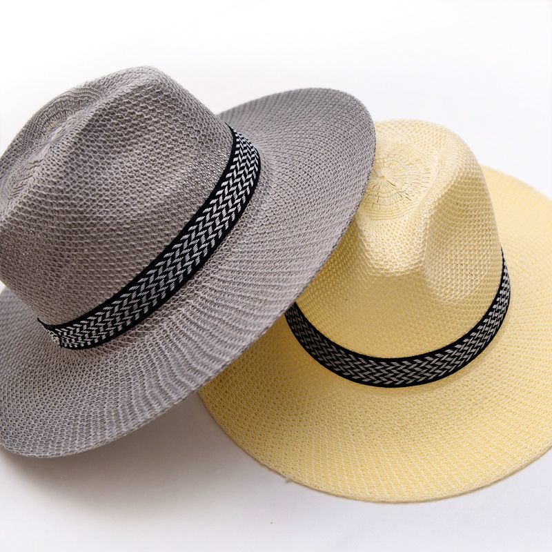 Summer hats: Men's outdoor sun-protective straw hats, simple knitted top hats, women's fashionable beach sun hats, cross-border trade hats details Picture