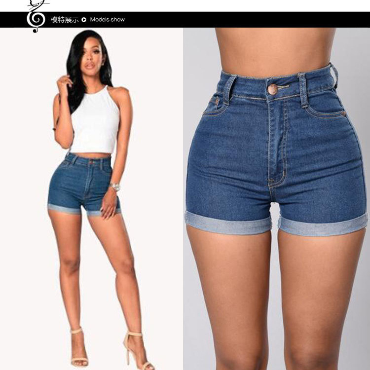 Cross-border supply 2025 New women's clothing from Europe and America, AliExpress Wish bestsellers, denim shorts with rolled edges, sexy hot pants