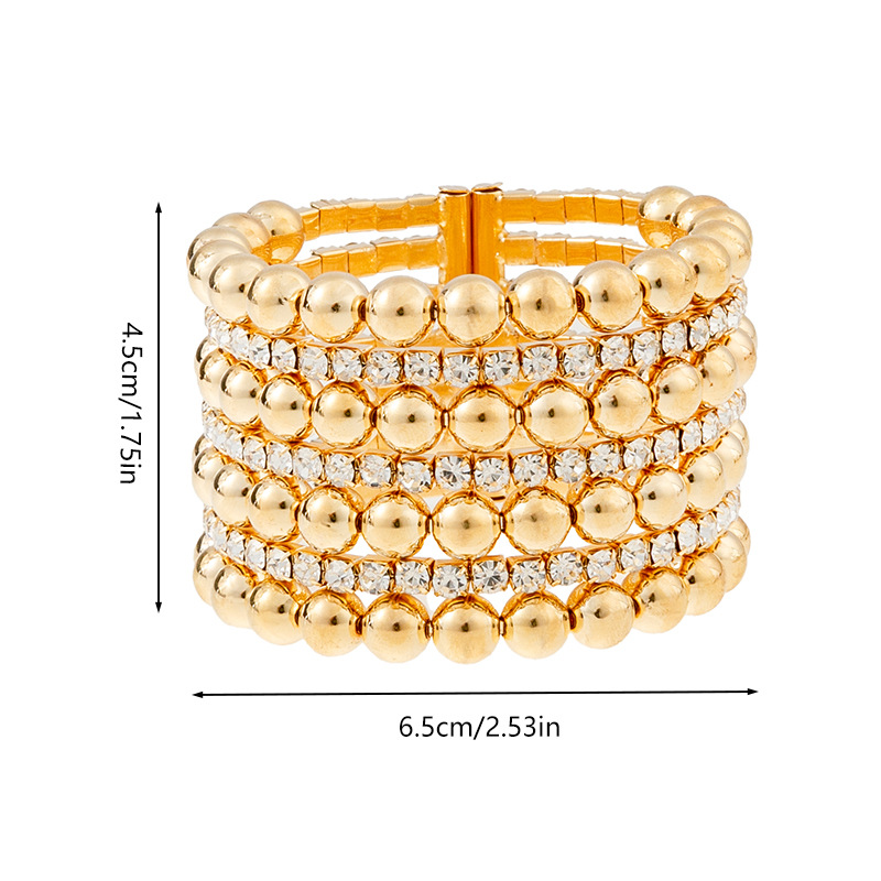 Cross-border new product 5-row bead rhinestone wide bracelet, European and American trendy, fashionable and personalized full diamond open mouth jewelry wholesale Application Scenario