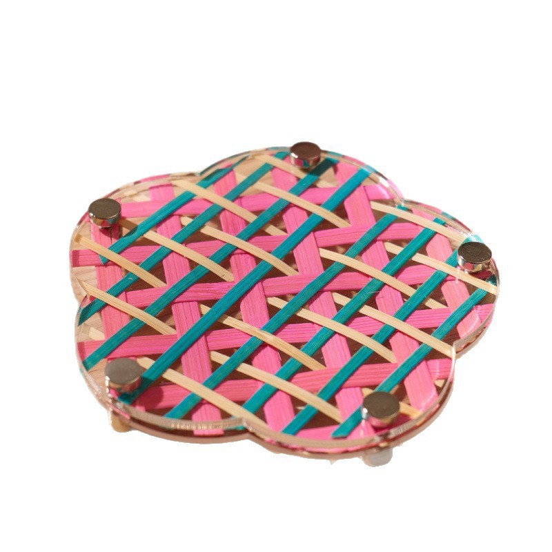 Mei ke趣味活动竹编杯垫亚克力diy材料沙龙制作手工校园亲子互动