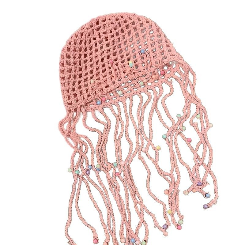 Color perla flecos bolos gorro mujer verano calado boho vintage étnico trenzado manga sombrero trendy Item Picture