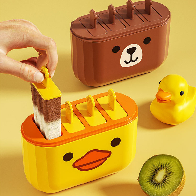 Macaron-colored cute animal-shaped Popsicle mold, ice cream stick, ice cube tray, ice-making mold, high-legged stainless steel silicone mold