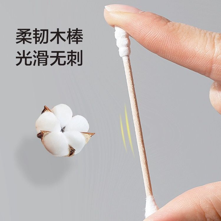 Wholesale boxed cotton swabs for ear cleaning and makeup. Disposable double-headed cotton swabs and cleaning cotton balls for hygienic makeup details Picture
