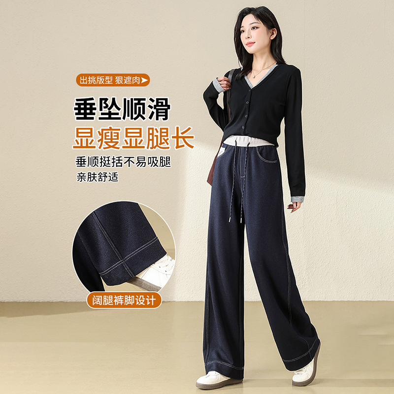 牛仔裤/带钻牛仔裤/牛仔裤阔腿/库存/牛仔短裤女细节图