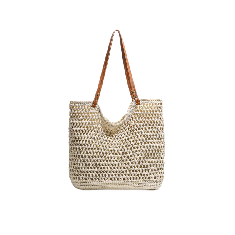 Cross-Border Straw Weaving Bag, Large-Capacity Straw Weaving Tote Bag For Women, New Summer Seaside Vacation Woven Beach Bag, Single-Shoulder Armpit Bag, Handcrafted Straw Weaving Bag Item Picture